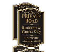 Letrero de entrada privada para residentes de carretera privada, solo invitados, no entrada sin permiso, letrero de 10 x 14 pulgadas, letrero de entrada privada solo para invitados, letrero de metal