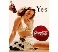 Letrero de estaño 1056 Coca-Cola Sí Blanco Traje de baño Cartel de lata de metal 8 x 12 pulgadas