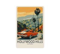 Letrero De Estaño Colinas De Hollywood 20X30Cm Letrero De Metal Vintage Carteles De Metal Cartel De Hojalata para Biblioteca Cueva Cafetería