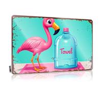 Letrero de estaño con diseño de flamenco con texto en inglés "Man Cabe Decor Flamingo Finds An Unusual", letrero de metal vintage (30 x 40 cm)