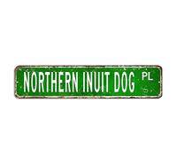 Letrero de estaño con diseño de perro inuit del norte, regalo para mamá, 4 x 18 pulgadas, personalizado, resistente al viento, letrero de metal para granja, decoración para cocina, hogar, garaje, bar