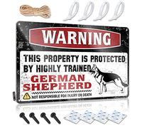 Letrero de estaño con texto en inglés «Beer Decorations For Man Cave Warning This Property Is Protected By A Highly Trained German Shepherd» (30 x 40 cm)
