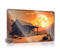 Letrero de estaño con texto en inglés "Home Bar Desert Cabin Under A Giant Moonlit Sky Tin Sign Metal Man Cave Decor Tin Funny Vintage Sign" (30 x 40 cm)