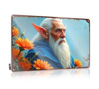 Letrero de estaño con texto en inglés "Man Cave Accessories And Decor Elven Wizard Amidst The Blossoming Flowers", para puerta de habitación de hombre (30 x 40 cm)