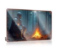 Letrero de estaño con texto en inglés "Man Cave Accessories And Decor Knight In Armor By The Campfire: A Mystical Forest Scene" (30 x 40 cm)