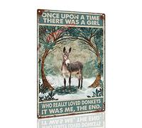 Letrero de estaño con texto en inglés "Once Upon A Time There Were A Girl Who Really Loved Donkey" para decoración de pared de jardín, bares, restaurantes, cafeterías, 20 x 30 cm