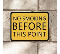 Letrero de estaño con texto en inglés "Warning Tin Sign No Smoking Before This Point Road, 30,5 x 40,6 cm, resistente a la intemperie, protección UV, letrero de pared de metal para patio, cocina, sala
