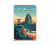 Letrero De Estaño Cristo Redentor, Pan De Azúcar, Brasil. Cartel De Hojalata Pared Letreros para Cocina Pub Exterior 20X30Cm