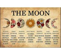 Letrero de estaño de metal retro con diseño de fase lunar de flores silvestres, amantes de la luna, decoración del hogar, 20,3 x 30,5 cm