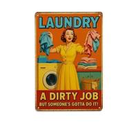 Letrero de estaño divertido con texto en inglés "Laundry Room A Dirty Job", estilo vintage, para el hogar, bar, jardín, pared, póster de metal, 20,3 x 30,5 cm