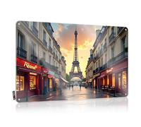 Letrero de estaño divertido con texto en inglés "Man Cave For Men Evening Stroll Under The Eiffel Tower: A Parisian Scene" (30 x 40 cm)