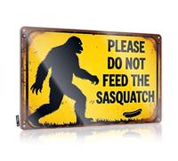 Letrero de estaño divertido con texto en inglés "Please Do Not Feed The Sasquatch". Letrero de estaño divertido para decoración de pared de cueva de hombre (20 x 30 cm)