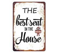 Letrero de estaño divertido para baño, decoración vintage con texto en inglés "This Is The Best Seat In The House", decoración de pared para el hogar, baño, 8 x 12 pulgadas