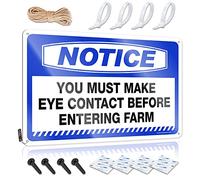 Letrero de estaño divertido para decoración del hogar con texto en inglés "Notice You Must Make Eye Contact Before Entering Farm" (30 x 40 cm)