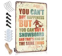 Letrero de estaño impermeable con texto en inglés «You Can't Buy Happiness But You Can Buy A Snowboard Grunge for House Living Room» (20 x 30 cm)