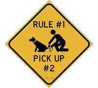 Letrero de estaño metálico con la regla #1 Pick Up #2 al aire libre Pick Up After Your Dog Neighborhood Pet Owner Lawn Yard Sign para decoración de pared interior y exterior, letrero cuadrado de 8 x 8