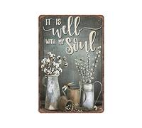 Letrero de estaño para decoración de Pascua, con texto en inglés "It is Well with My Soul for Bars Clubes, Cafes Pubs, Arte de pared, Día de la Madre, letreros de metal, decoración de pared de