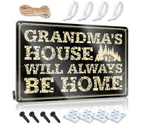 Letrero de estaño para decoración de puerta de dormitorio, casa de abuelas con texto en inglés "Grandmas 'S House Will Always Be Home" (30 x 40 cm)