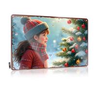 Letrero de estaño para exteriores con texto en inglés "Child'S Winter Wonder: A Festive Christmas" (20 x 30 cm)