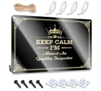 Letrero de estaño personalizado con texto en inglés «Decoration Man Cave Stuff», resistente a la decoloración, «Keep Calm I'm Almost An Quality Inspector» para el hogar, cocina, decoración vintage