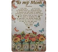 Letrero de estaño retro con texto en inglés "To The World You May be just a Mother but to me You are The World Love Your Daughter", letreros de metal vintage para decoración de pared para el hogar