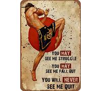 Letrero de estaño retro Muay Thai para pared, letrero de estaño Muay Thai, póster de regalo para los amantes del boxeo, letrero de metal vintage, cartel de metal de 8 x 12 pulgadas