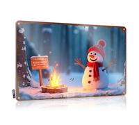 Letrero de estaño retro para decoración vintage con texto en inglés "Bar Stuff For Man Cave Snowman By The Campfire In Winter Wonderland" (20 x 30 cm)