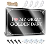 Letrero de estaño suave impermeable para baño, impresión retro antigua para cafetería, pub, pasillo, decoración de dormitorio, preperforada, personalizable, I Love My Great Golden Danés (20 x 30 cm)