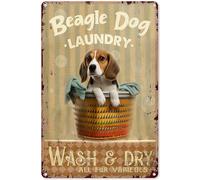 Letrero de estaño vintage Basset Hound para lavar y secar todas las variedades de piel, cartel de metal, placa retro, decoración de pared, regalo para jardín, hombres, cueva, garaje, aula, biblioteca,
