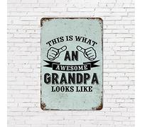 Letrero de estaño vintage con versículos de las Escrituras, cita motivacional, miembro de la familia, This is What Awesome Grandpa Looks Like, letrero de metal de aluminio de 8 x 12 pulgadas para
