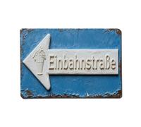 Letrero de flecha azul, letrero de metal vintage con texto "One Way Street" para decoración de pared interior y exterior, póster de metal retro de 8 x 12 pulgadas