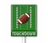 Letrero de fútbol Touchdown con estaca de metal, decoración de fiesta de fútbol, decoración deportiva de otoño y otoño para jardín, porche, placa de aluminio de 18 x 22 cm, diseño de The Big Game