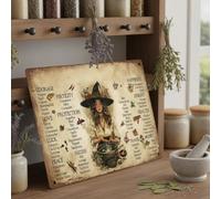 Letrero de guía de brujas de cocina, decoración de metal de brujas y recetas de guía de hierbas, decoración de pared de rituales y magia, regalo de brujería para mujeres, práctica espiritual diaria