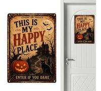 Letrero de Halloween para Puerta Este es lugar De Pared Metálico