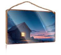 Letrero de Hello Winter con texto en inglés "Whispering Cabin Under The Shooting Star" (15 x 28 cm)