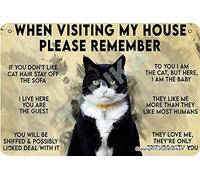 Letrero de hierro con texto en inglés When Visiting My House Please Remember Love Cat Rules de 20 x 30 cm diseño retro para decoración de pared cocina baño granja jardín garaje citas inspiradoras