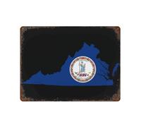 Letrero de hierro divertido con el mapa de la bandera de Virginia para colgar en la pared, póster decorativo de metal para cafetería, bar, hogar, 16 x 12 pulgadas