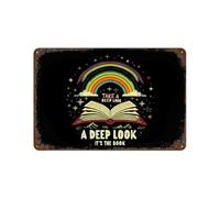 Letrero de hierro divertido con texto en inglés "Take A Deep Look It's The Book", estilo vintage, para colgar en la pared, póster decorativo de metal para cafetería, bar, hogar, 12 x 8 pulgadas, 16 x