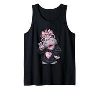 Letrero de Hippo Girl Winking Peace con Lazo Rosa, gráfico Pop, Divertido Camiseta sin Mangas