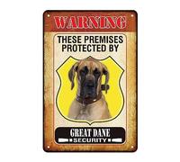 Letrero De Hojalata Aviso: Propiedad Protegida por Gran Danés Divertidas Cartel De Placa Clásico Placas De Metal para para Hombre 30X20Cm