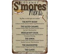 Letrero de hojalata con texto en inglés "S'Mores Bar Menu, S'Mores Bar - Letrero de metal retro para decoración de pared para el hogar, cafeterías, oficina, tienda, pubs, club, letrero de regalo, 8 x