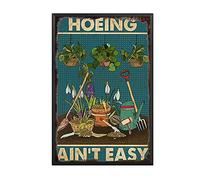 Letrero de hojalata con texto "Hoeing Ain't Easy Restoring Ancient Ways Wine Cellar The hotelThe Wall Decor" pintura de 20,3 x 30,5 cm, marco de metal