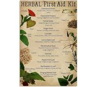 Letrero de hojalata de aluminio vintage con diseño de botiquín de primeros auxilios a base de hierbas, ideal para puertas, exteriores, casas, cuevas, garajes, bares, pósteres campestres, clubes, pl