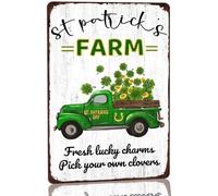 Letrero de hojalata de metal con texto "St. Patrick's Farm Fresh Pick Your Own Clovers", decoración rústica para fiestas del Día de San Patricio, ideal para casa de campo, cocina, cafetería, bar, let