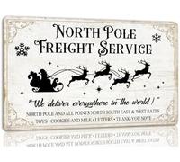Letrero de hojalata de North Pole Freight Service, letrero navideño vintage de metal, divertido letrero de Papá Noel, decoración navideña de pared para el hogar, cafetería, tienda, club, 8 x 12 pulga