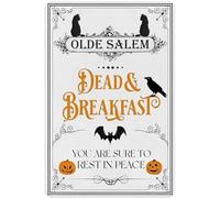 Letrero de hojalata de Olde Salem Dead & Breakfast You Are Sure To Rest In Peace, estilo vintage de Halloween, con temática de brujas espeluznantes, para decoración de casa, cafetería, habitación de