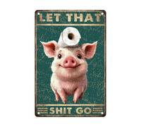 Letrero De Hojalata Humor De Baño De Cerdos Déjalo IR Gracioso Cartel De Metal Clásico Placa De Metal para Cuarto De Lavado Sala De Juegos Inodoro 30X20Cm
