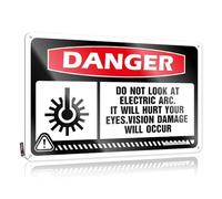 Letrero de hojalata para sala de estar, decoración extraña para interiores y exteriores, metal | Welcome To The Bathroom Danger Do Not Look At Electric Arc It Will Hurt Your Eyes/Wall Decor Street