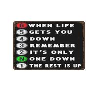 Letrero de hojalata retro "Cuando la vida te deprime, recuerda que solo uno está abajo, el resto está arriba", póster de hojalata para decoración de pared de casa, oficina, cueva d 8x12 pulgadas