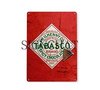 Letrero de hojalata Tabasco con chocolate picante para cocina, cabaña, salsa picante, letrero de metal de 8 x 12 pulgadas